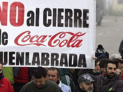 Protesta de trabajadores de Coca-Cola contra el ERE.