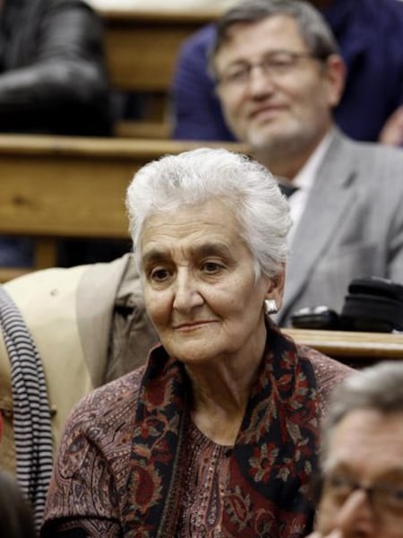 Hilda Farfante en 2010, cuando participó en el encierro simbólico en una facultad de la Universidad Complutense en apoyo a Baltasar Garzón.