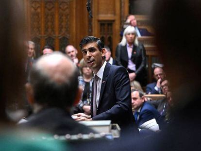 El primer ministro británico, Rishi Sunak, este jueves en el Parlamento.