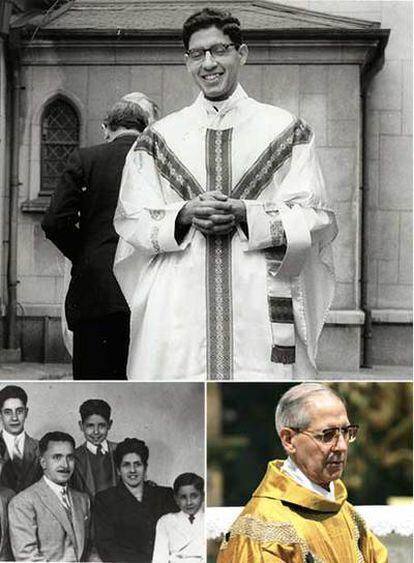 En la fotografía superior, Adolfo Nicolás el día de su ordenación sacerdotal, en 1967. Abajo, foto familiar de 1948, con él en la fila de atras, a la derecha. En la otra imagen, convertido ya en superior general de los jesuitas.