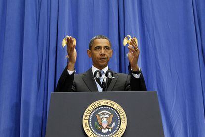 Barack Obama, durante su discurso sobre la reforma migratoria en la Universidad Americana, en Washington.