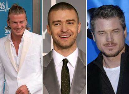 De izquierda a derecha, David Beckham, Justin Timberlake y Eric Dane.