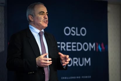 El opositor ruso Gary Kasparov, este lunes en Oslo.