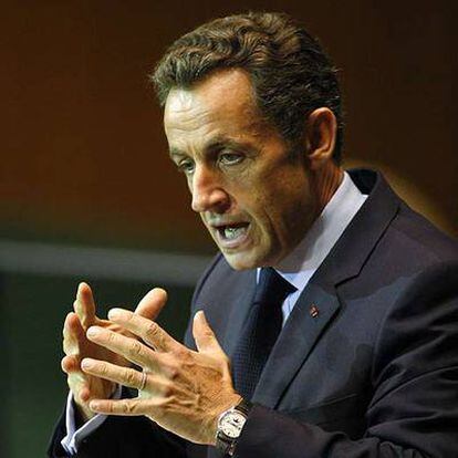 El presidente francés, Nicolas Sarkozy, se dirige a la asamblea de Naciones Unidas hoy en Nueva York