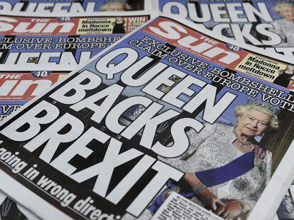 Portada de 'The Sun' que dice que "la reina apoya el Brexit".
