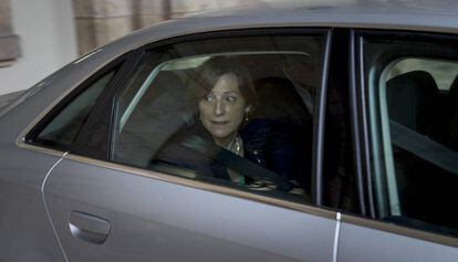 Carme Forcadell, este martes, a la salida del Parlament.