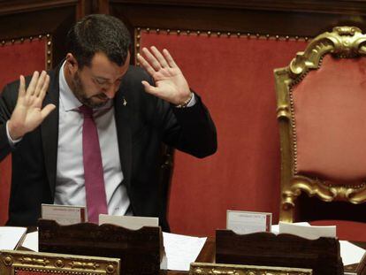 El primer ministre d'Itàlia, Matteo Salvini, al Senat, el juliol passat.