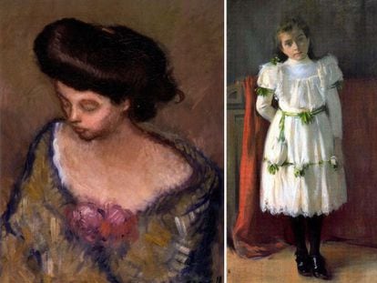 'Figura de Mujer', de Isidre Nonell y 'Retrato de niña Sardà' de Ramon Casas, las dos obras entregadas por Millet en 2012 en el MNAC.