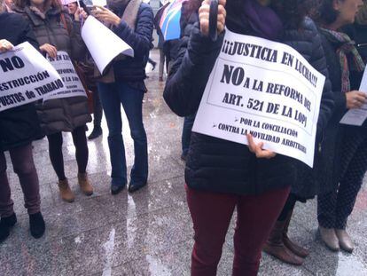 Funcionarios de la Administración de Justicia movilizados frente a los juzgados de Plaza Castilla el pasado 7 de noviembre.