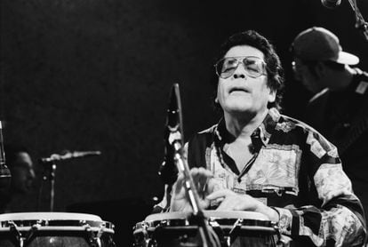Ray Barretto, percussion, performs at the Heineken Jazz Festival at the Doelen in Rotterdam, Netherlands on 19th October 1991.