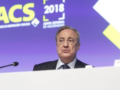 Florentino Pérez, presidente de ACS, en la junta de accionistas de la compañía.