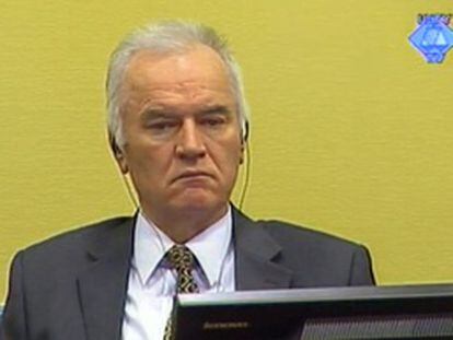 Una imagen de Mladic en el Tribunal de La Haya.