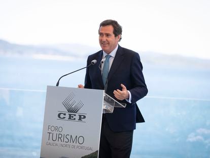 El presidente de la patronal CEOE, Antonio Garamendi, el pasado viernes en Sanxenxo (Pontevedra).