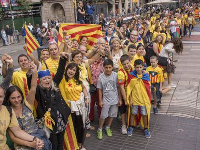 La v&iacute;a catalana, a su paso por Las Ramblas de Barcelona