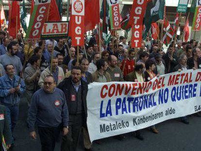 Una pasada manifestación en Bilbao por el convenio del Metal vizcaíno.