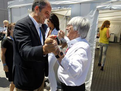 El entonces presidente Camps y Bernie Ecclestone, en Valencia en junio pasado. 