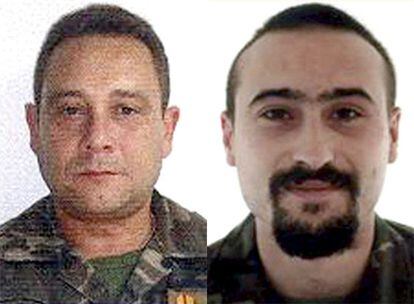 Fotografías de archivo del cabo primero Rubén Alonso Ríos (d) y el brigada Juan Andrés Suárez García (i), que han fallecido en el atentado perpetrado en el sur de Herat (Afganistán)