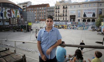 El concejal de Centro, Jorge García, en la plaza de La Cebada.