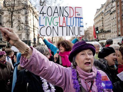 Manifestación en París por el derecho al aborto en 2019.