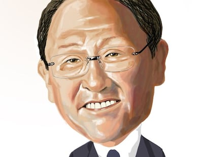 Una caricatura del Ceo de Toyota, Akio Toyoda.