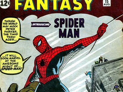 Portada del cómic 'Amazing Fantasy', con la primera aparición de Spiderman, dibujado por Steve Ditko y editado por Marvel.