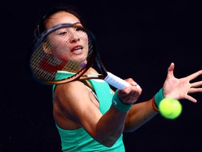 Qinwen Zheng, durante el partido de la tercera ronda contra Yafan Wang.