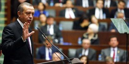 El primer ministro turco Erdogan, en el Parlamento el pasado 22 de enero
