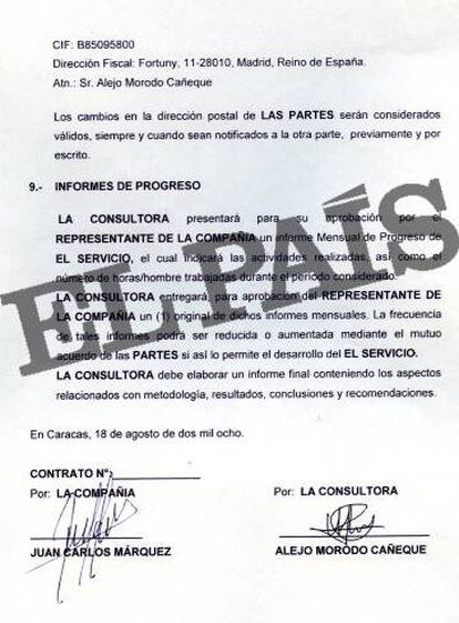 Contratos firmados entre Juan Carlos Márquez y Alejo Morodo.