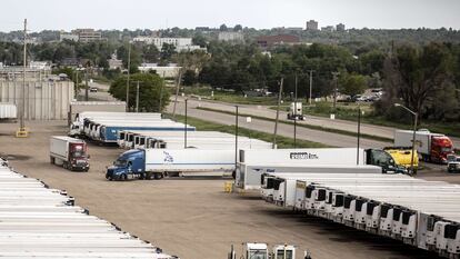 Inactividad en una planta procesadora de JBS en Greeley (Colorado), este martes.