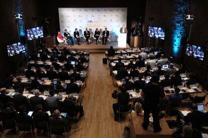 Aspecto general de la sala del Caixaforum de Madrid donde se ha celebrado el lnternational Media Council 2012.