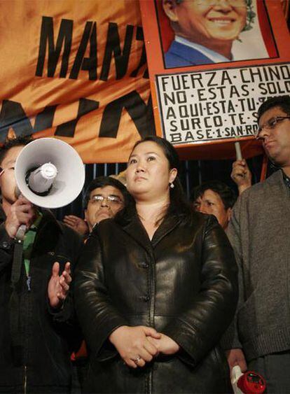 Keiko Fujimori, en un mitin de apoyo a su padre.