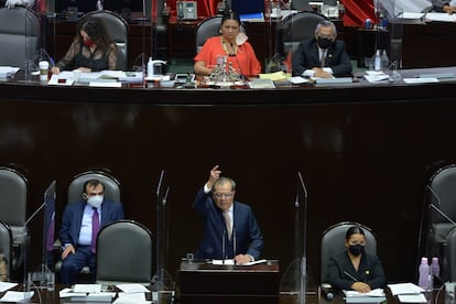 Porfirio Muñoz Ledo diputado de Morena, durante la Sesión Ordinaria el 22 de abril del 2021 en la Cámara de Diputados.