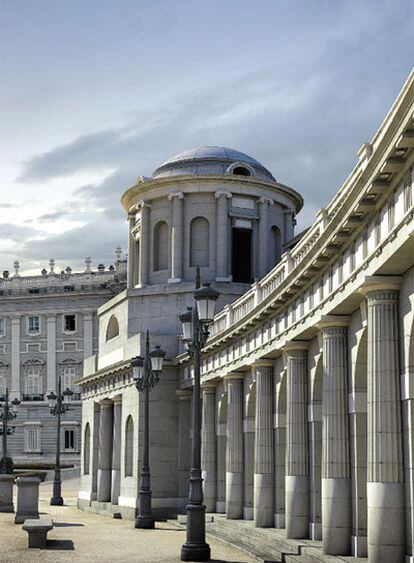 Recreación virtual de la plaza de Oriente según los planes de Isidro Velázquez.