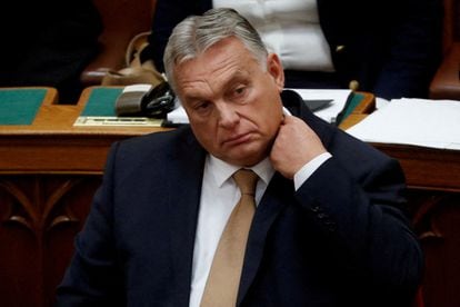 Hungarian Prime Minister Victor Orban in the Hungarian Parliament.