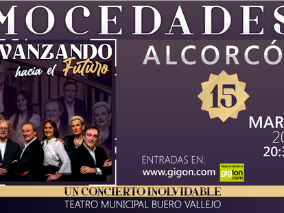 Cartel promocional del concierto de Mocedades, que tendrá lugar el 15 de marzo en Alcorcón.