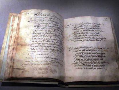 Manuscrito de Cervantes en el Museo Diocesano de Barcelona.