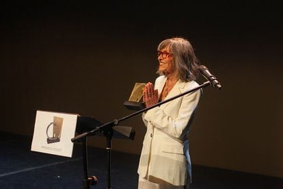 Cristina Rota receives the Godot de Honor Award in Madrid on Monday.