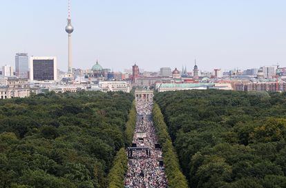 Vista aérea de la manifestación de este sábado en Berlín.
