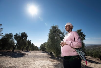 Catherine Cristine Elimbi, surrounded by olive trees on the outskirts of Montilla.