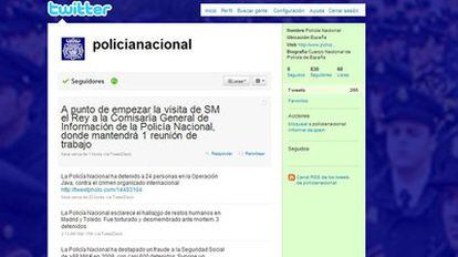 Captura de la <i>home</i> del @policianacional.