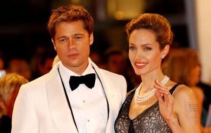 Brad Pitt y Angelina Jolie en el Festival de Cine de Venecia en 2007.
