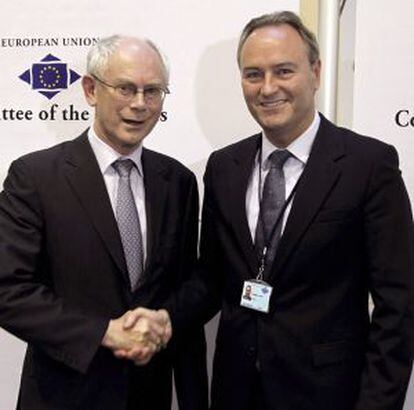 Alberto Fabra y Herman Van Rompuy, en el Comit&eacute; de las Regiones de Bruselas.