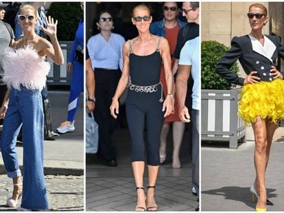 La cantante Céline Dion en diferentes momentos durante la Semana de la Alta Costura de París. 
