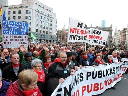 Manifestaciñon de pensioistas en Bilbao el pasado 19 de enero. 