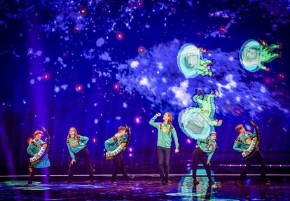Daoi y Gagnamagnio, representantes de Islandia en Eurovisión, durante el segundo de sus ensayos.