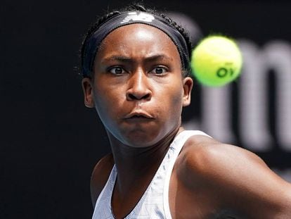 Cori Gauff, durante el partido de la segunda ronda contra Cirstea en Melbourne.