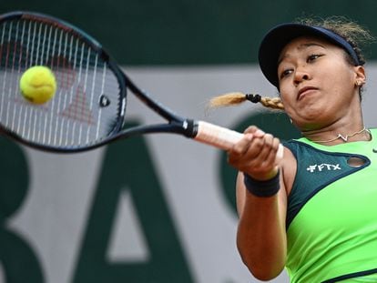 Naomi Osaka, este lunes durante el partido contra Anisimova en Roland Garros.