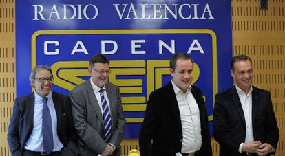 Los candidatos a la secretaría general del PSPV-PSOE, en la Cadena SER en Valencia.