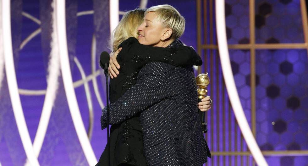 Ellen Degeneres al recibir su Globo de Oro.