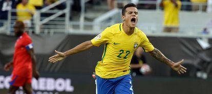 Philippe Coutinho celebra un gol ante Haití, el miércoles, en la ciudad de Orlando.
